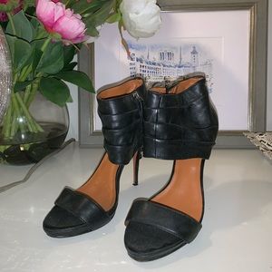 Elizabeth and James Ankle Wrap Stilettos in black